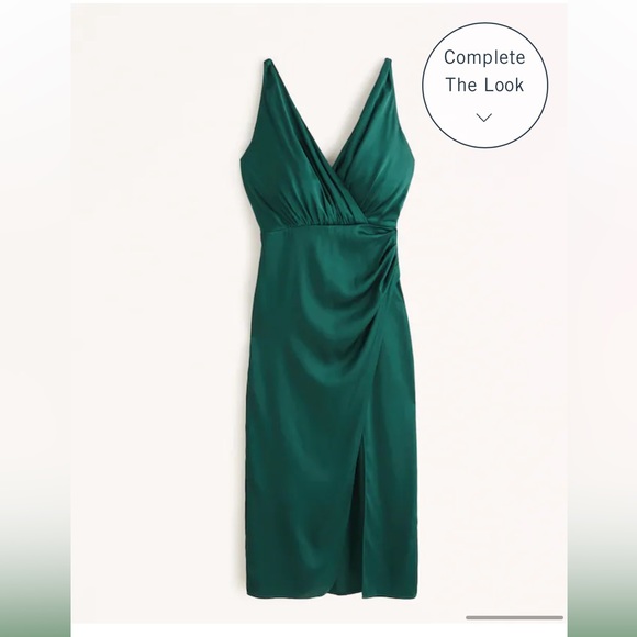 Satin draped wrap midi dress - Picture 3 of 3